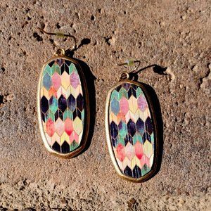 Hand Painted Wood Boho Earrings